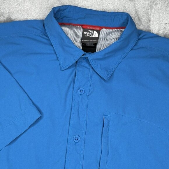 The North Face Shirt Mens Large Blue Fishing Zip Pocket Vented Nylon Outdoor - Picture 1 of 14